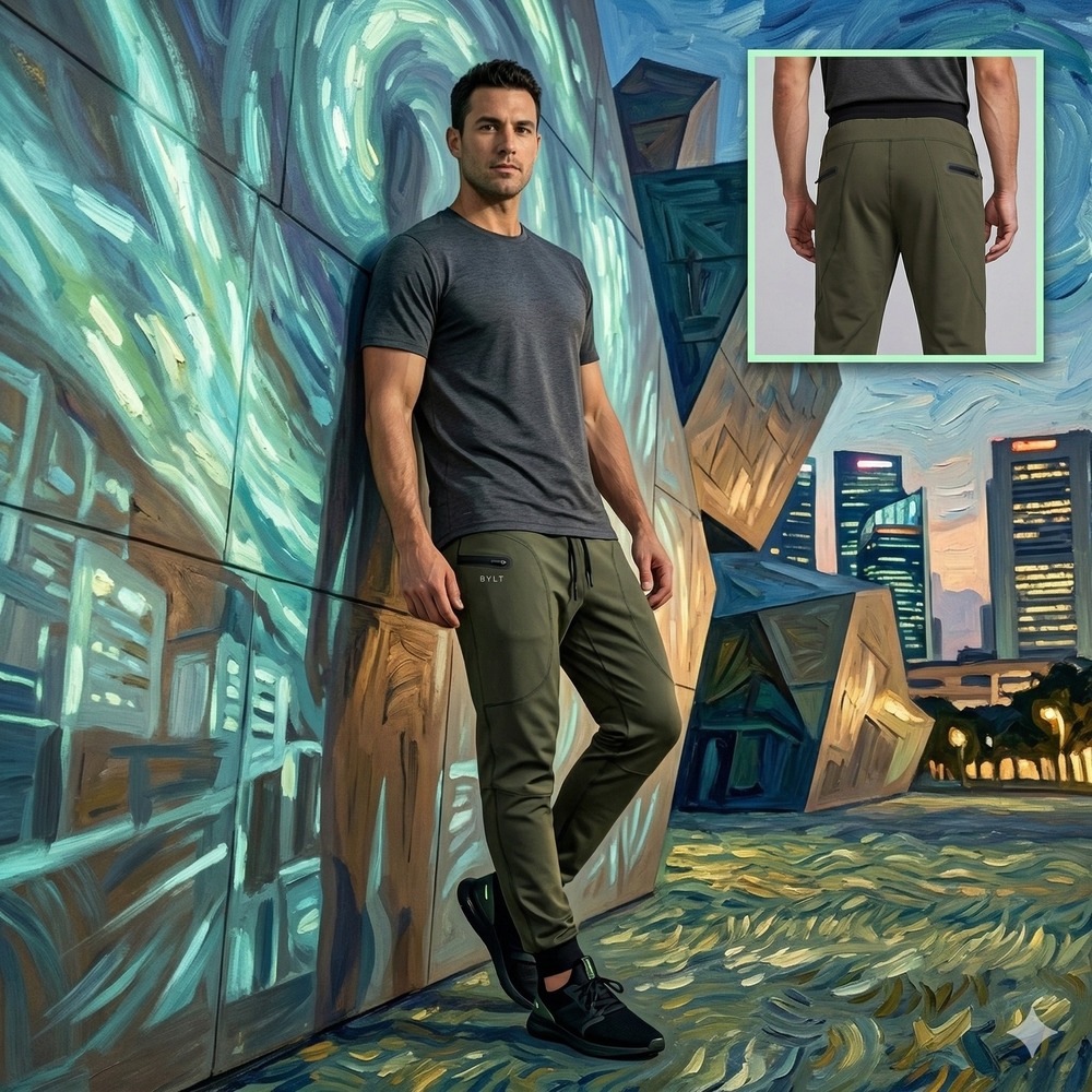 BYLT Premium Jogger Mens Large Olive Green Black Techwear Tactical Pants